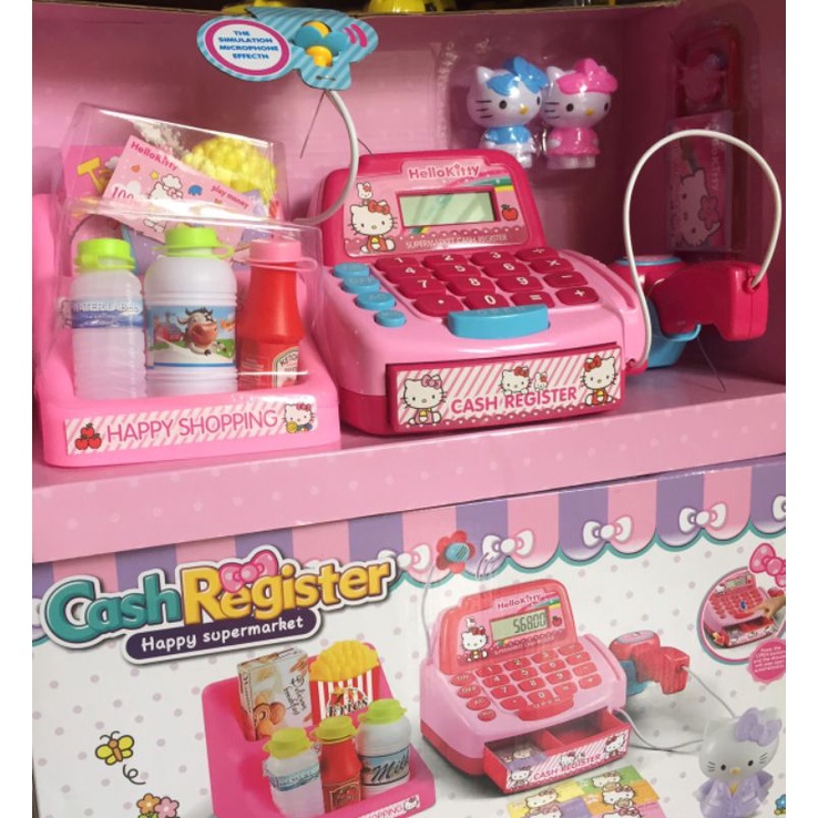 Hộp đồ chơi máy tính tiền siêu thị mèo hello kitty