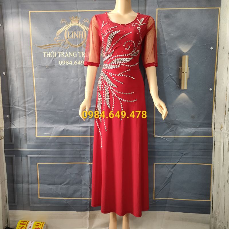 Đầm dạ hội trung niên cao cấp thêu tay mã 73