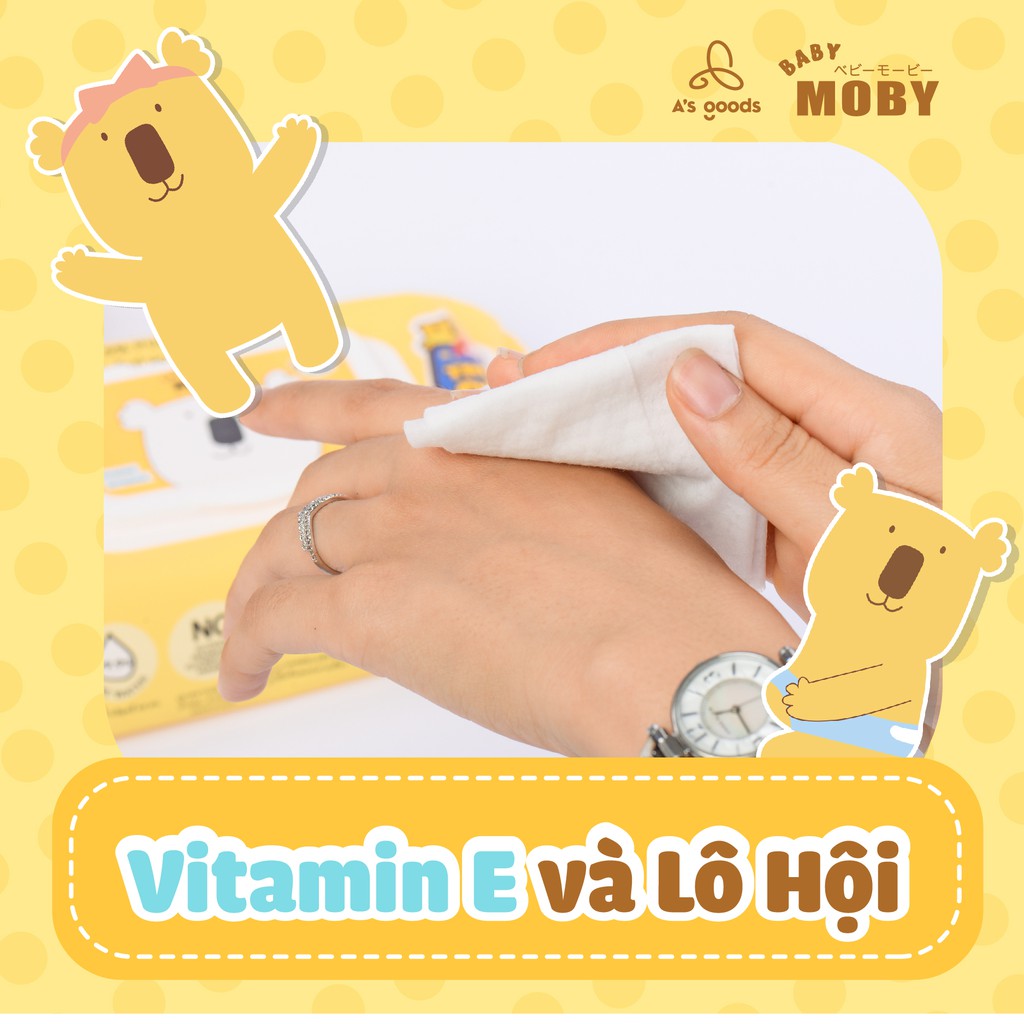 [Hàng Chính Hãng] KHĂN GIẤY ƯỚT MOBY VÂN NÔI KHÔNG MÙI 80 TỜ