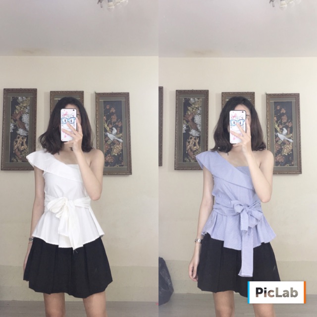 (Ảnh thật) set áo trễ vai + chân váy