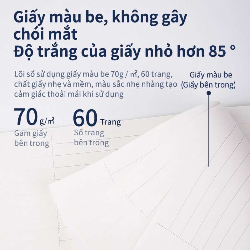 Sổ vở lò xo kép caro/kẻ ngang Deli khổ A5 60 trang bìa nhựa ghi chép viết thư pháp phong cách retro LPA560