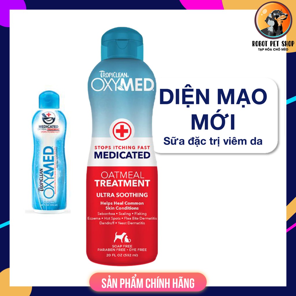 DẦU Ủ TRỊ CHẤM DỨT CƠN NGỨA CHO CHÓ MÈO - Oxymed Medicated Oatmeal Treatment - ROBOT PETSHOP