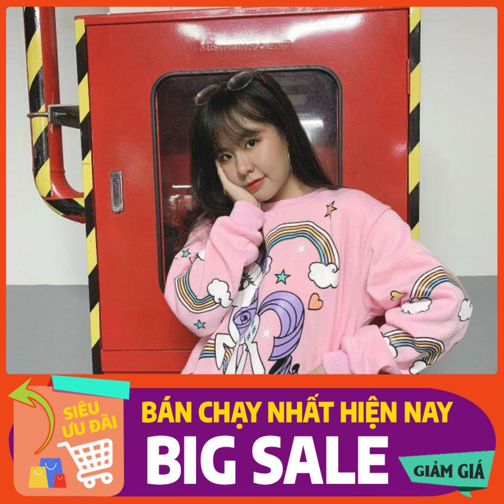 Áo Sweater Nữ Hình Con Ngựa Nỉ Bông Mềm Form Rộng