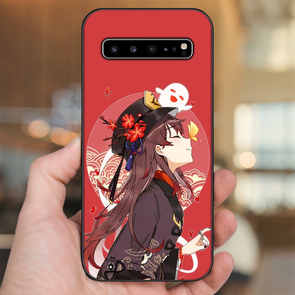 Ốp lưng Samsung S10, S10 5G, S10 Plus viền đen in hình Hutao Genshin Impact