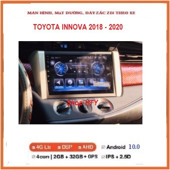 Bộ Màn hình androi+ mặt dưỡng cho xe TOYOTA INNOVA 2018-2020,Đầu DVD toyota lắp zin cho Innova có giắc zin đi kèm.