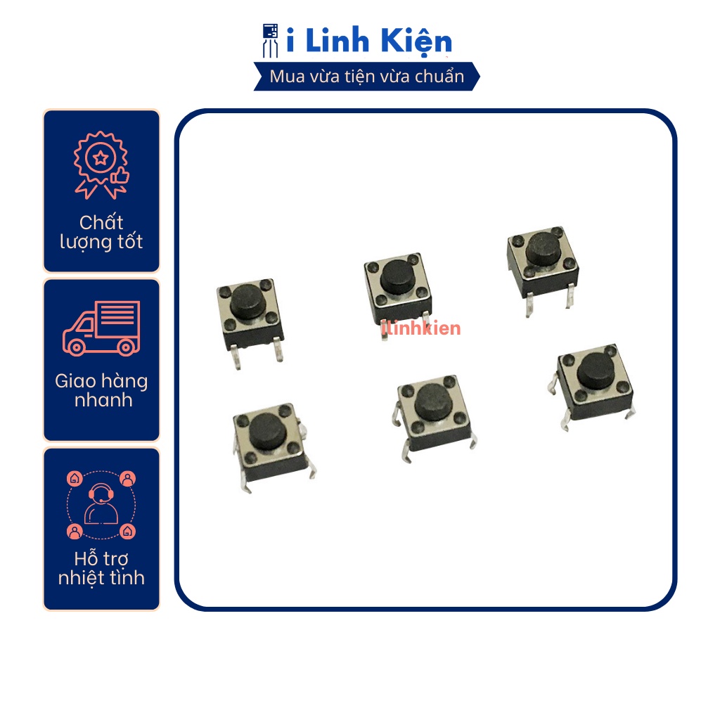 Nút nhấn 4 chân 12x12mm 4P DIP chống nước