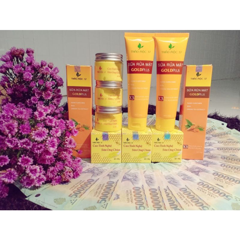 HÀNG CHÍNH HÃNG-Combo Cao Nghệ và Sữa Rửa Mặt Gold Plus Thảo Mộc 37