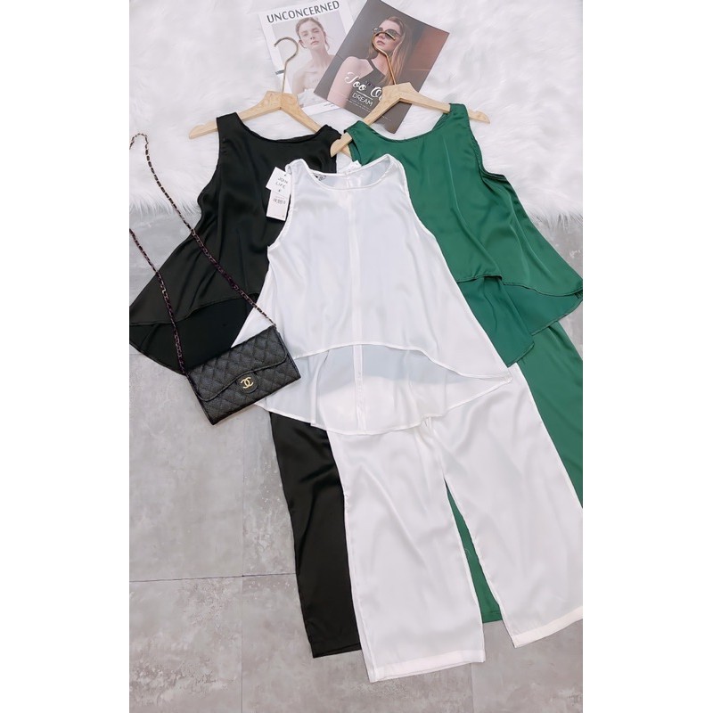 SNU243 - SET NỮ ÁO YẾM LỤA MIX QUẦN ỐNG SỚ | BigBuy360 - bigbuy360.vn