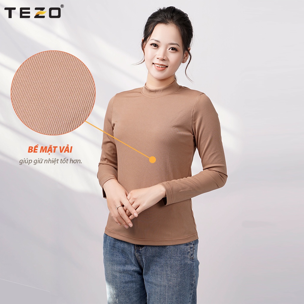 Áo thun tăm nữ cao cấp TEZO cổ 3 phân tay dài body 6 màu tươi trẻ thích hợp cho mùa thu đông 2110AT3T02