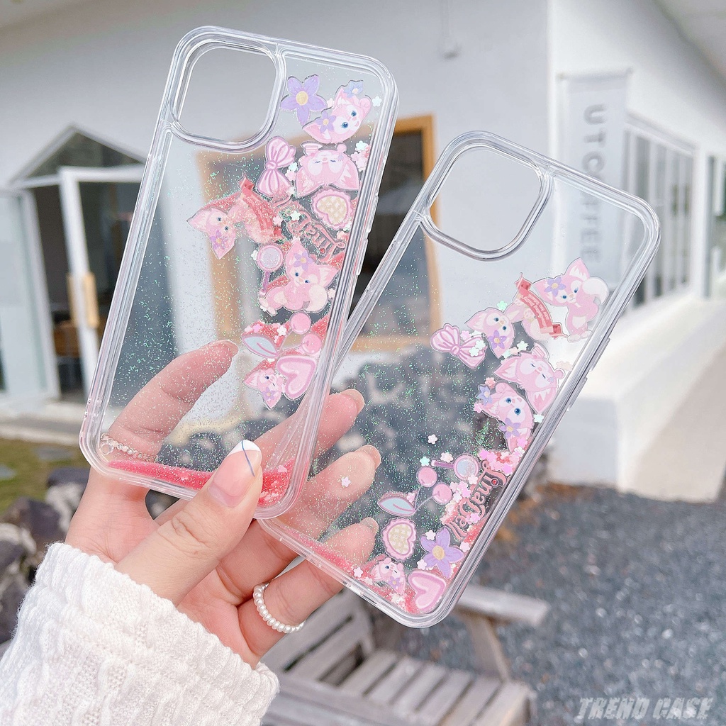 Ốp Điện Thoại TPU + PC Họa Tiết Hoạt Hình Phối Kim Tuyến Nước Cho iPhone 13 12 11 Pro MAX XS MAX XR X 7 8 plus