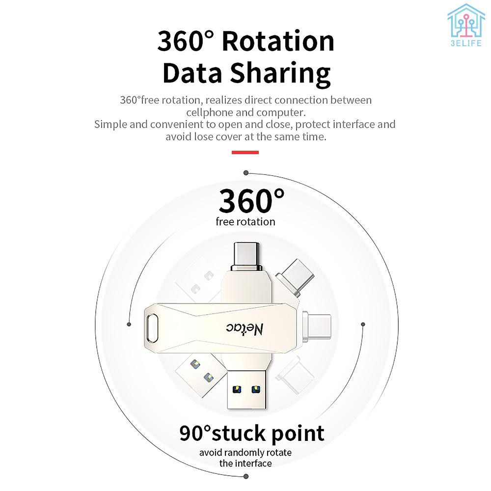 Ổ Cứng Netac U782C 32gb Type-C + Usb Cho Điện Thoại