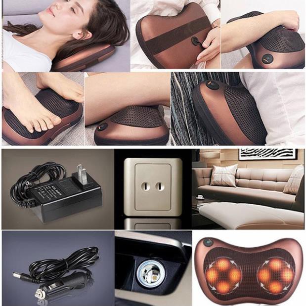 ❀Loại 1 Tốt Nhất❀ Gối massage cổ vai gáy lưng 8 bi 2 chiều siêu đã