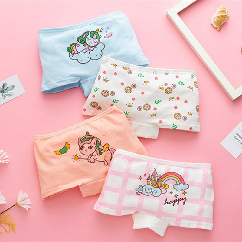 Set 4 Quần Chip Bé Gái  Chất Cotton 100%, Hoạt Tiết Dễ Thương kute