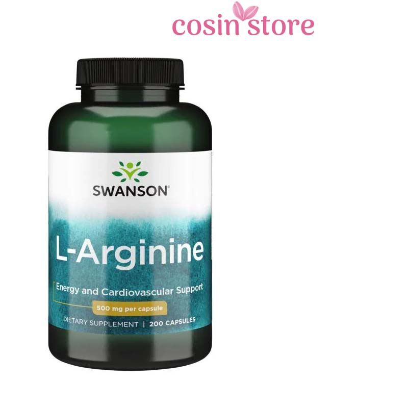 Viên Uống Swanson L-Arginine 500mg 200 viên Hỗ Trợ Tăng Cường Sức Khoẻ Nam Giới Cosin Store