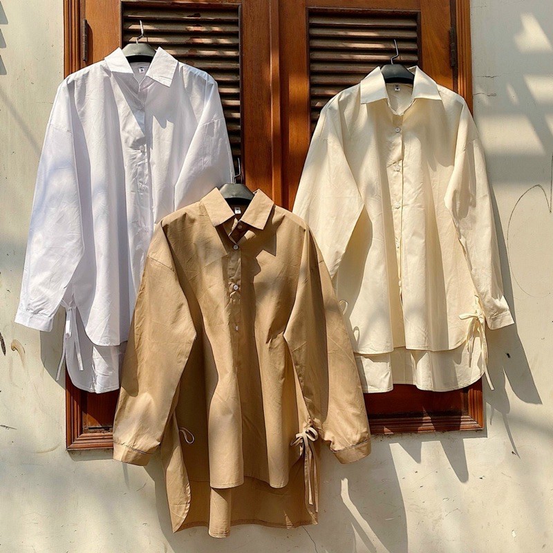 Áo Kiểu SIN SHIRT sơ mi tay dài form oversize tone màu basic hàng nhập quảng châu dày dặn