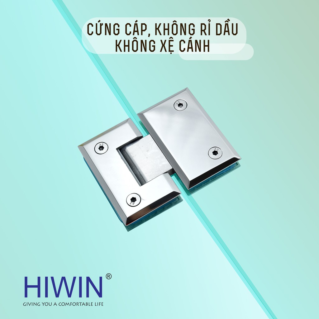 Bản lề phòng tắm kính 180 độ kính kính cạnh vát inox 304 Hiwin HG-007