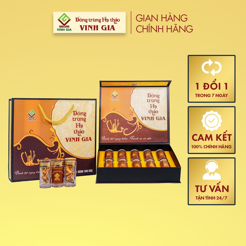 Đông Trùng Hạ Thảo Vinh Gia Nguyên Con Khô Giúp Nâng Cao Sức Đề Kháng Dành Cho Mọi Lứa Tuổi– Hộp 10 Lọ