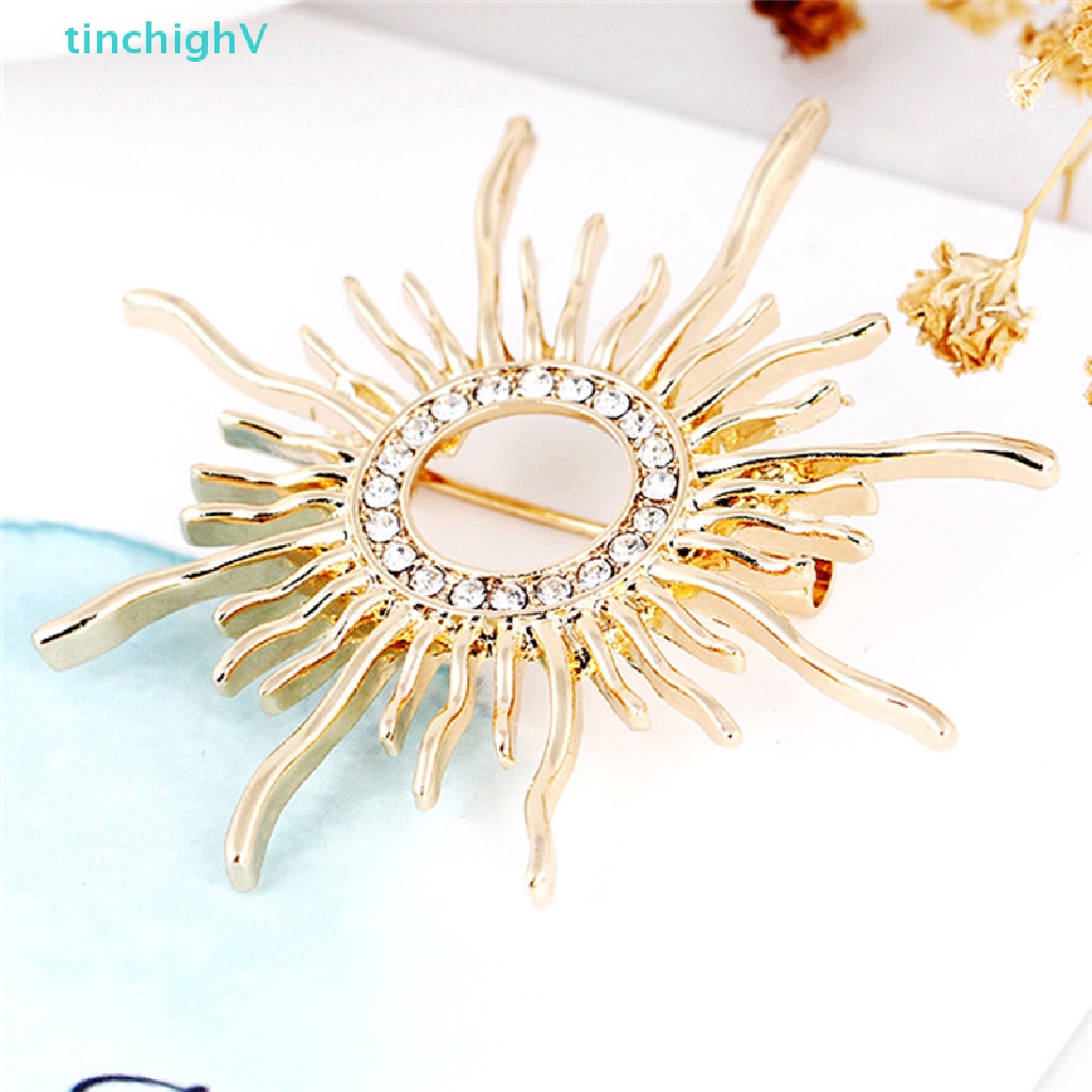 [TinchighV] Trâm Cài Áo Khoác Đính Pha Lê Mặt Trời Tráng Men Cho Nữ [Mới]