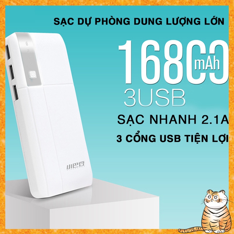 SAC DỰ PHÒNG dung lượng 16800mAh, ba cổng ra USB tiện lợi, hỗ trợ sạc nhanh 2.1A, Kết hợp sạc 3 thiết bị cùng lúc - X5