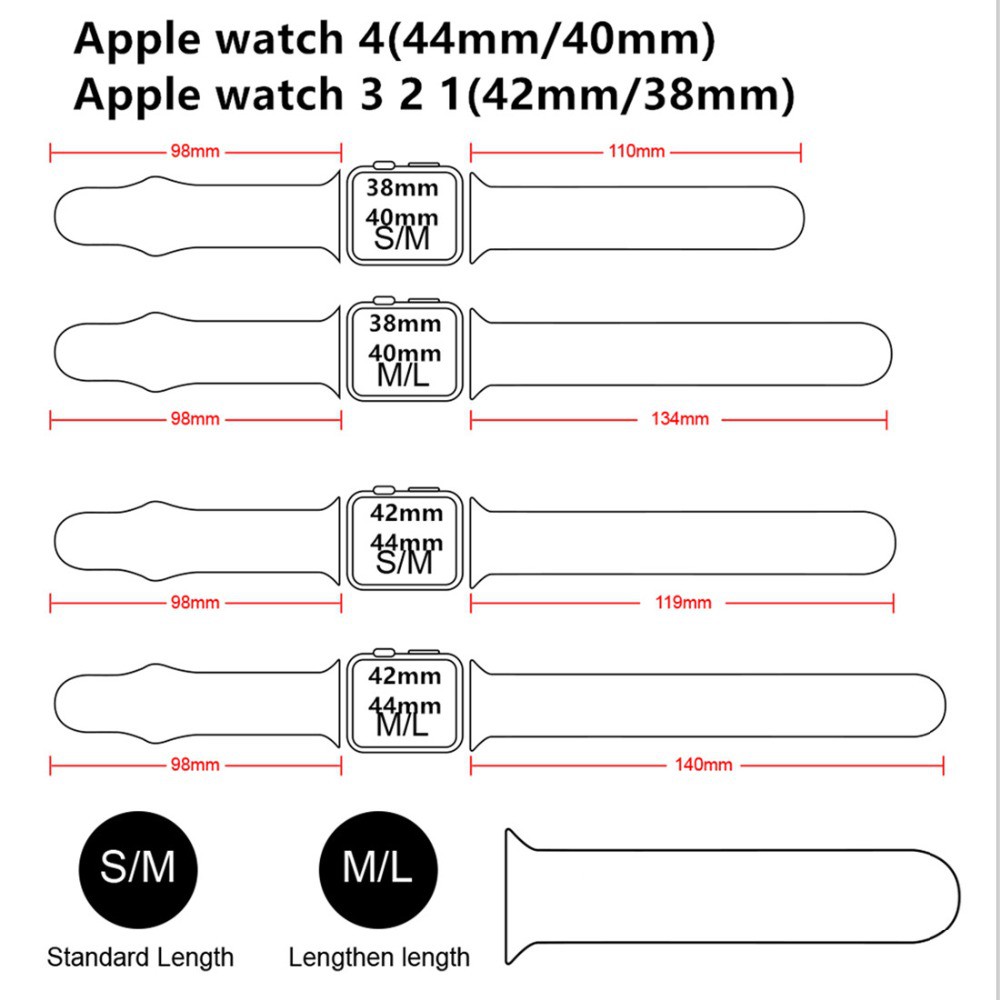 Dây đeo silicon thay thế chuyên dụng cho đồng hồ thông minh Apple iwatch 38/40/42 / 44mm 5 4 3 2 1