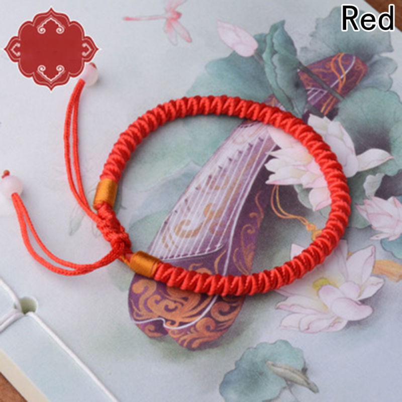 Vòng đeo tay dây bện màu đỏ phong cách dân tộc dành cho nữ