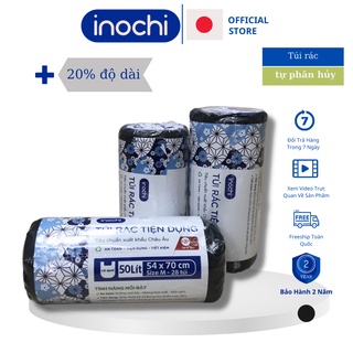 Túi rác đen tự phân hủy Inochi Có Quai Tiện Dụng 50L Dạng Cuộn Màu Đen Dài Hơn 20%