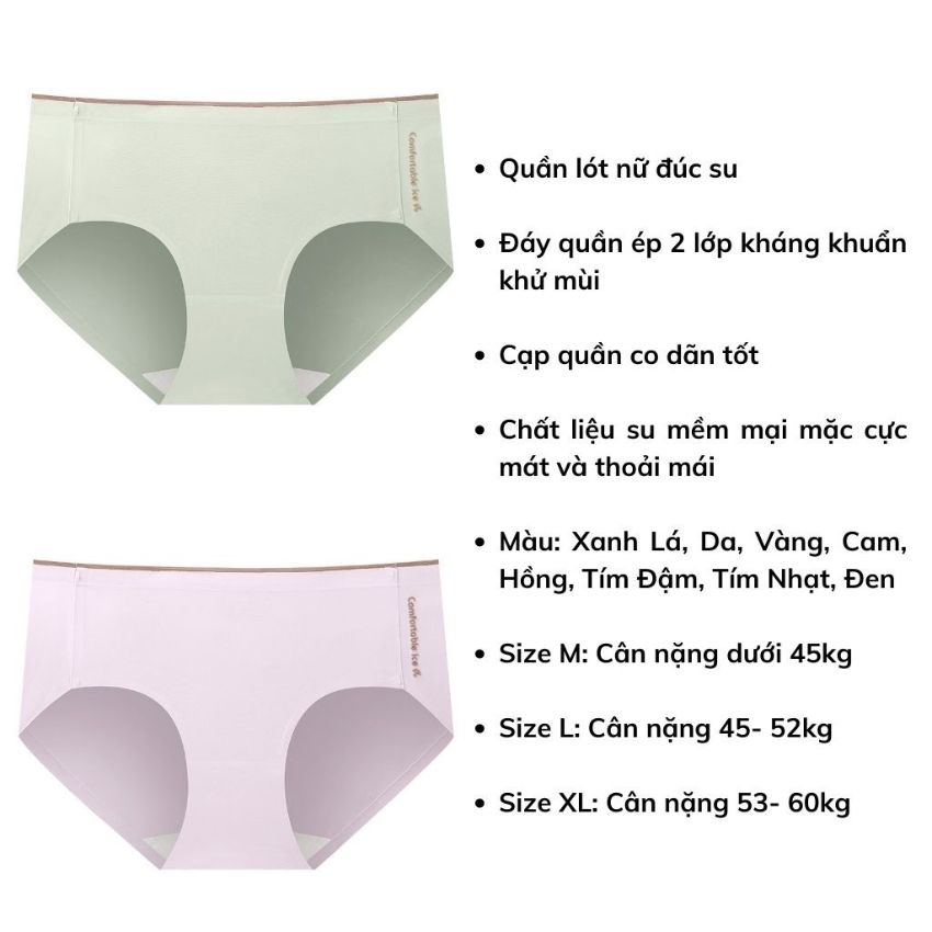 Quần lót nữ su không viền Cao Cấp mềm mại thoáng mát, Quần chíp nữ đúc su tôn dáng gợi cảm - L462