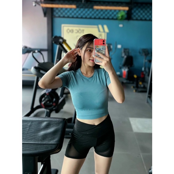 Áo Croptop dệt tập Gym Yoga nữ cao cấp có mút