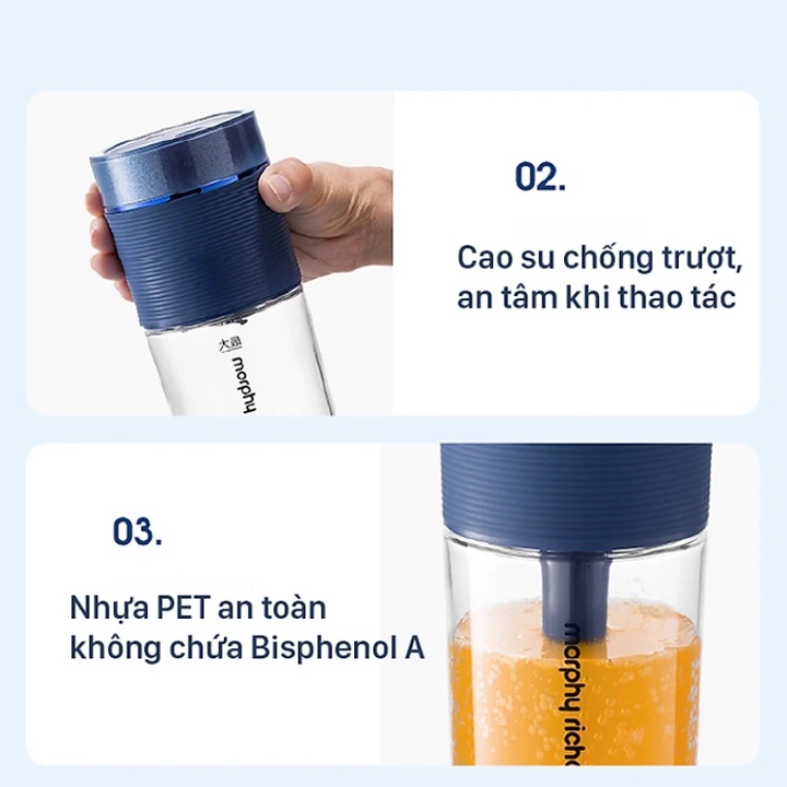 Máy xay sinh tố tạo ga cầm tay Morphy Richards MR9801 1200mAh 260ml - Hàng Nhập Khẩu