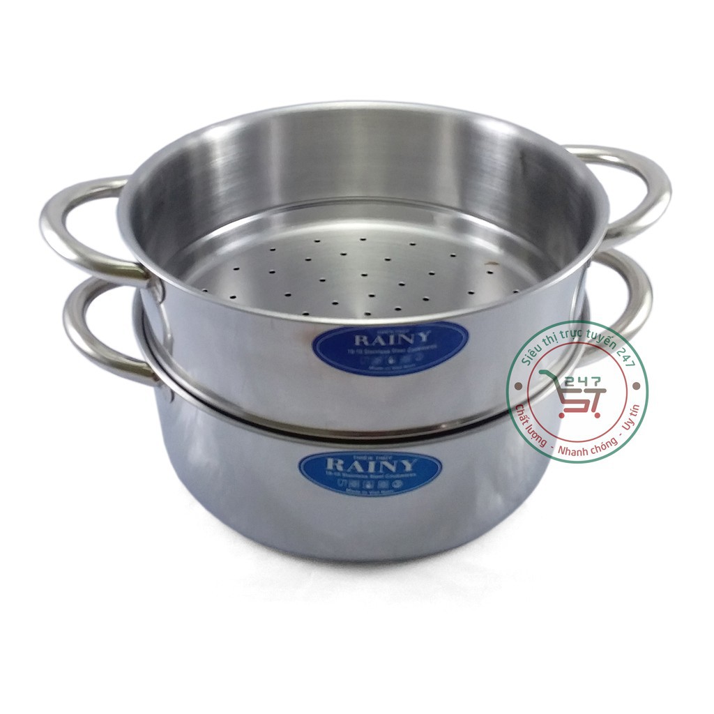 Bộ nồi xửng inox 24 cm nắp kính bền đẹp sáng bóng