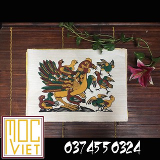 Tranh Đông Hồ Gà đàn - khổ 37x52cm