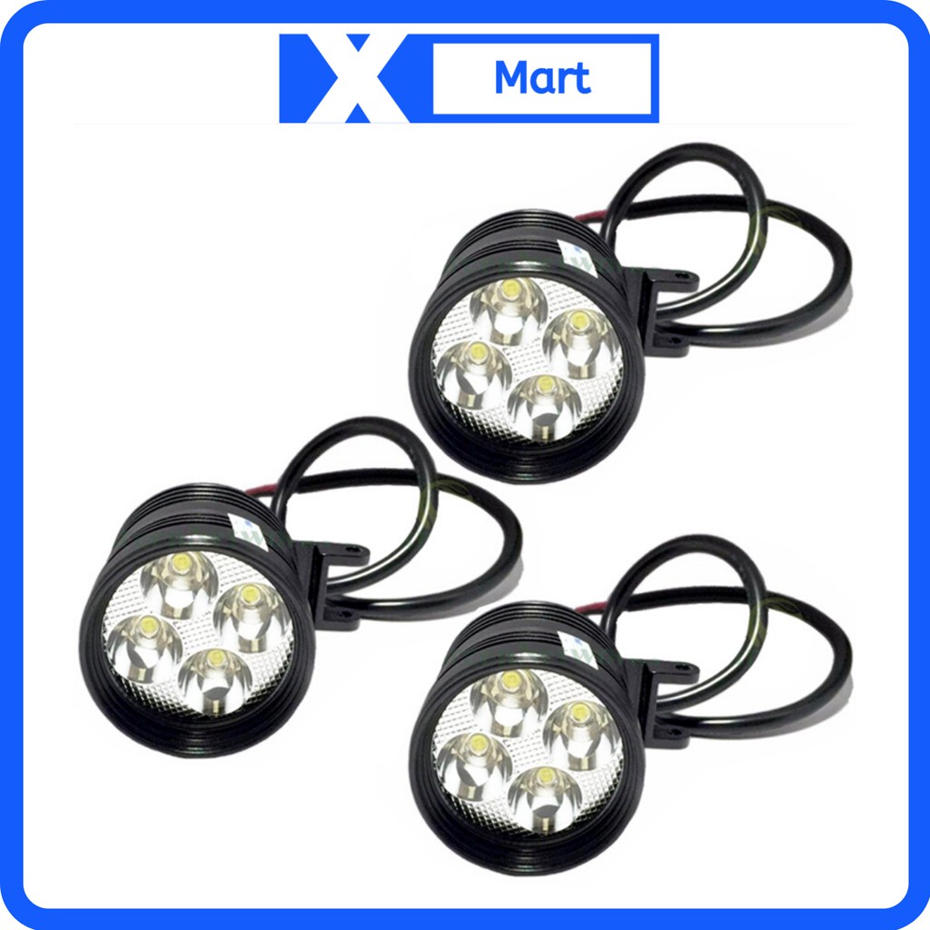 Đèn LED xe máy trợ sáng L4 4 bóng - Đèn pha gắn xe máy xe mô tô đi phượt cực sáng