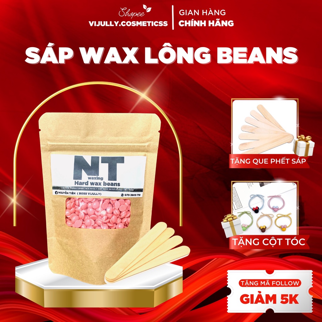 Sáp wax lông DỪA wax nóng hạt đậu nhập khẩu hard wax beans triệt lông tay, chân, nách, bikini, râu, ria mép,...