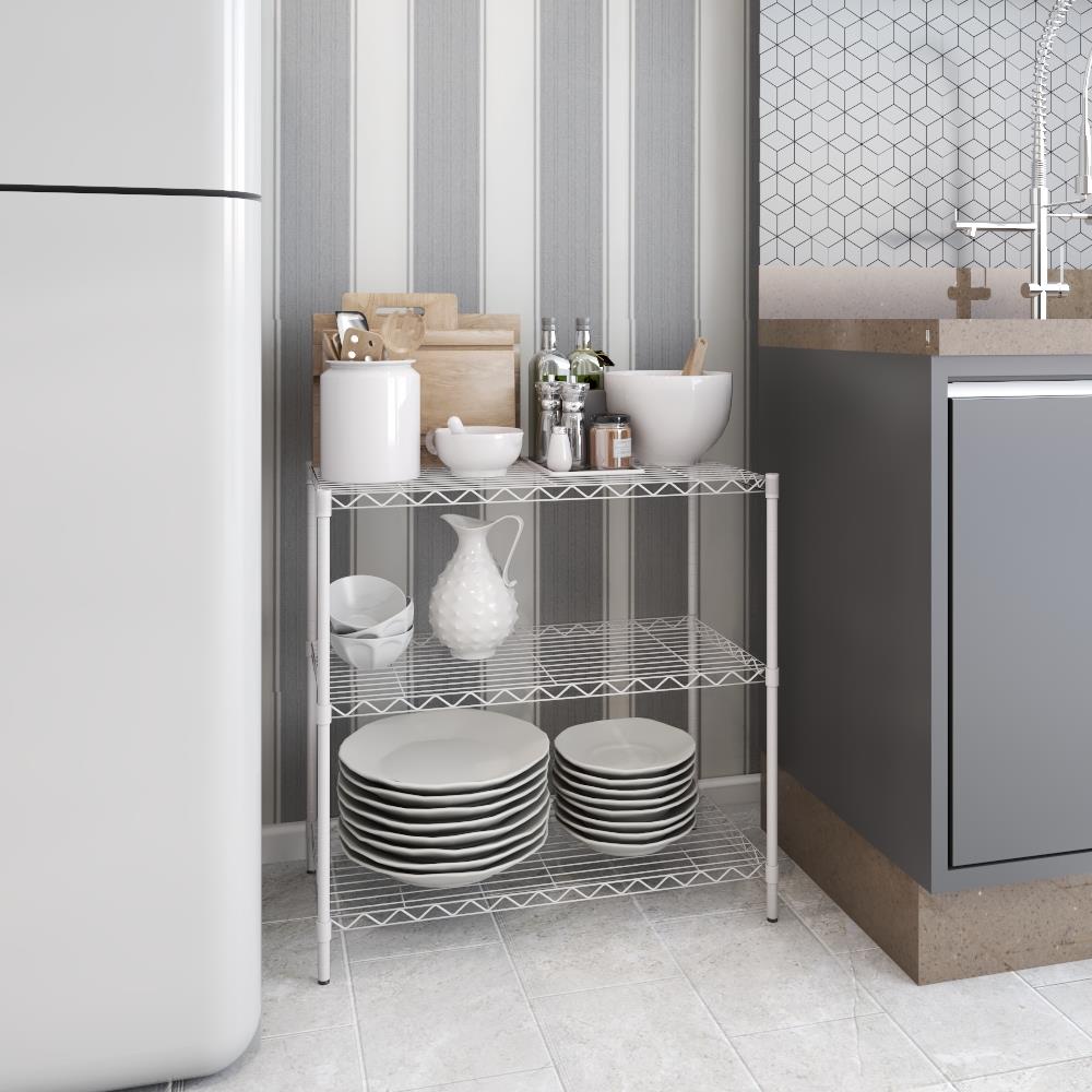HomeBase STACKO Kệ 3 tầng bằng thép BAZE W60xH60xD30cm màu trắng