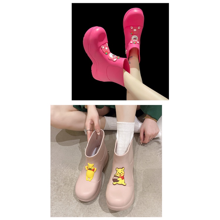Ủng Đi Mưa Chống Trượt Chống Thấm Nước In Hình Gấu Dễ Thương Thời Trang Mùa Hè Cho Nữ