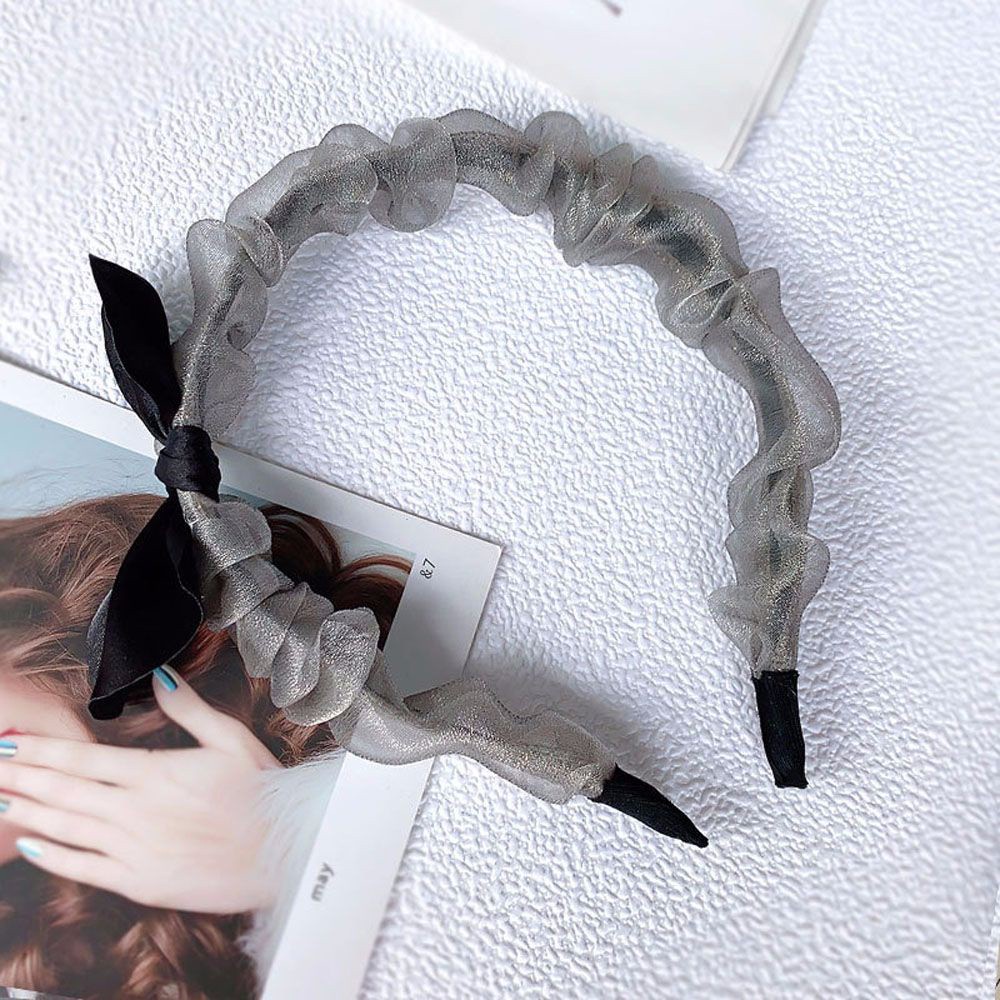 Băng Đô Cài Tóc Vải Lưới Đính Nơ Lấp Lánh Dễ Thương Cho Nữ
