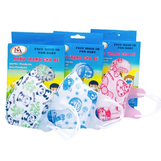 Khẩu trang y tế trẻ em kháng khuẩn 3 lớp Famapro 5D BABY TRƠN