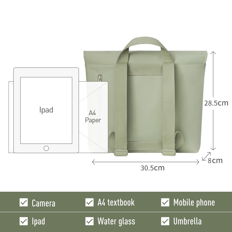 MAH OLI Ba lô máy tính xách tay dành cho nữ thiết kế nguyên bản màu xanh lá cây xương rồng