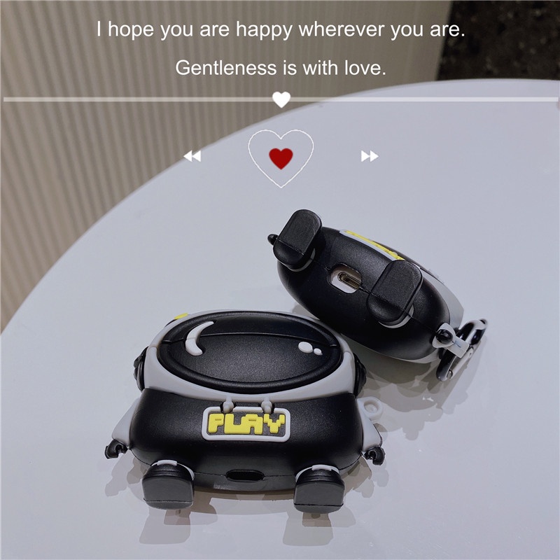 Vỏ Bảo Vệ Hộp Sạc Tai Nghe AirPods3 AirPods3 Pro 2Gen Màu Xám Đen Hình Gấu Dễ Thương Ốp