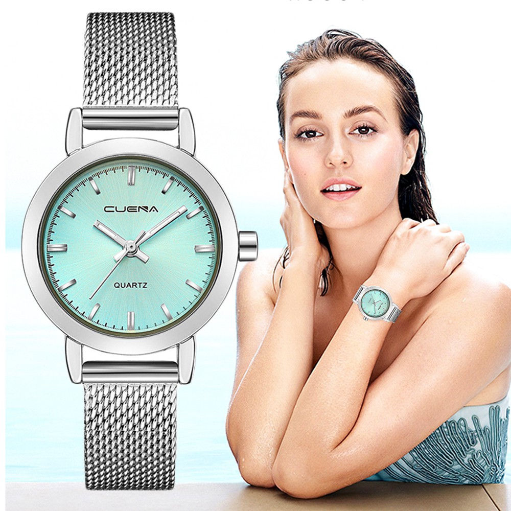 Đồng hồ nữ CUENA dây thép lụa sang trọng CE6627 tặng vòng tay nút thắt | BigBuy360 - bigbuy360.vn