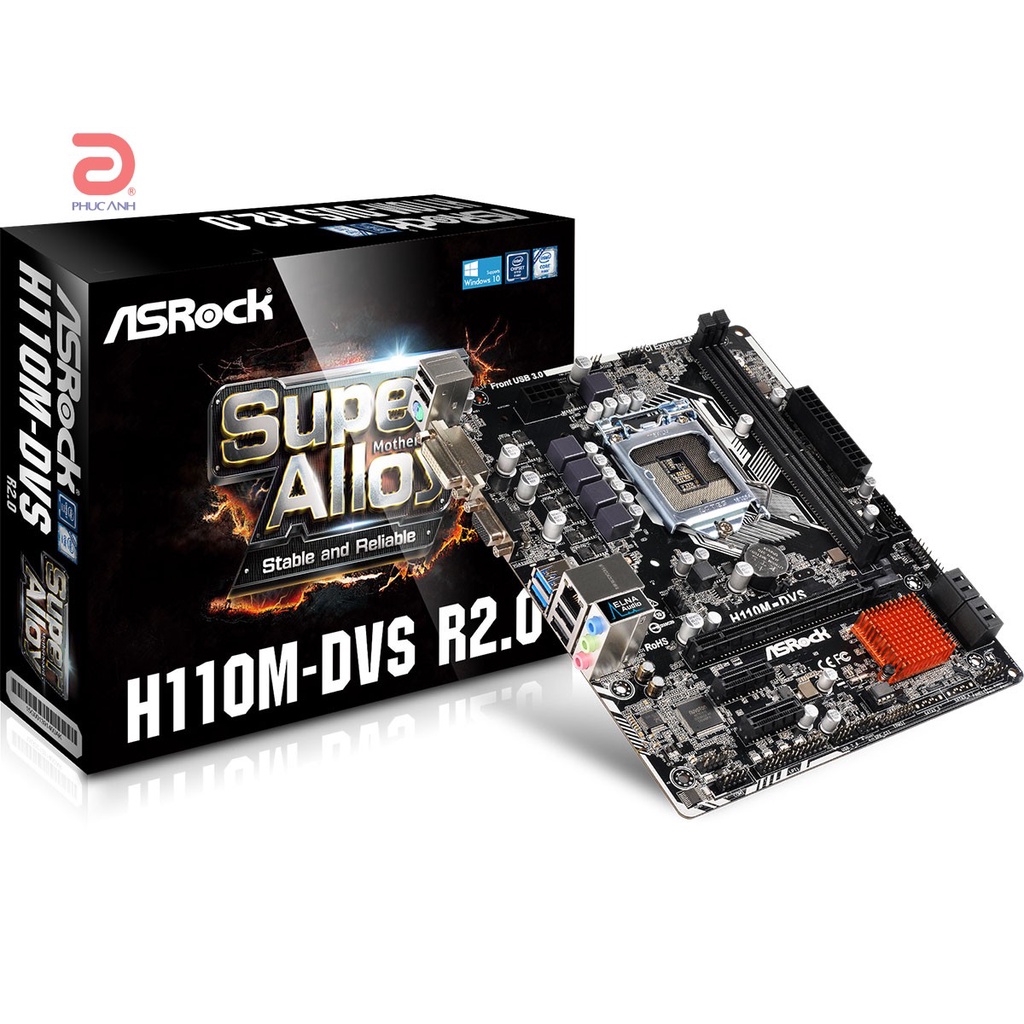 Chặn main Asrock H110M-DVS R2.0 H110M DVS R2.0 dùng nắp sau thùng máy