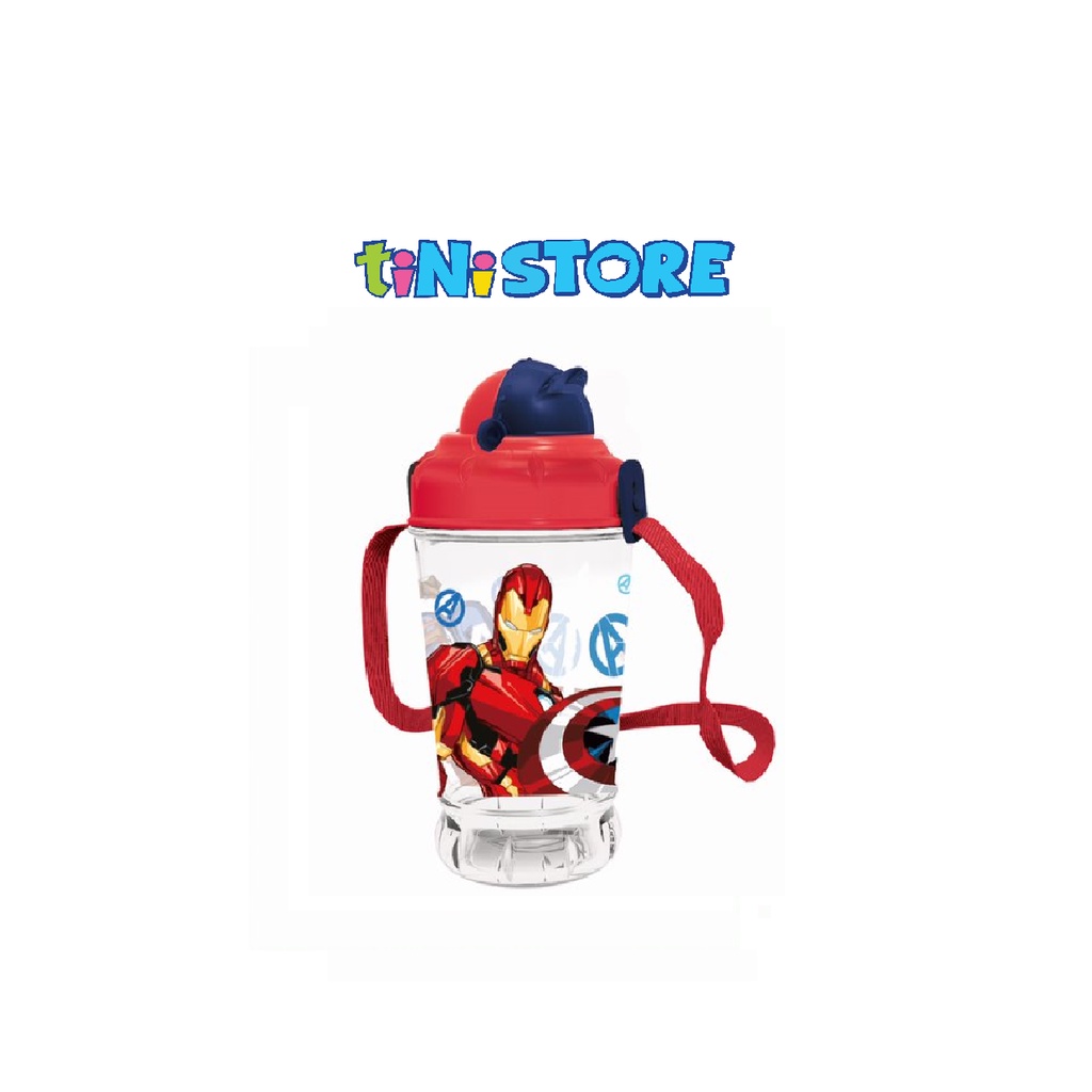 tiNiStore-Bình nước cao cấp dây đeo kèm ống hút 440ml nhân vật tiNiToy 57722