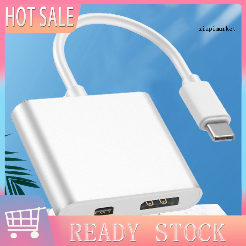 LOP_USB-C Converter 2 in 1 Stable Connection USB 3.0/3.1 3-port Compact Adapter for Laptop with DP