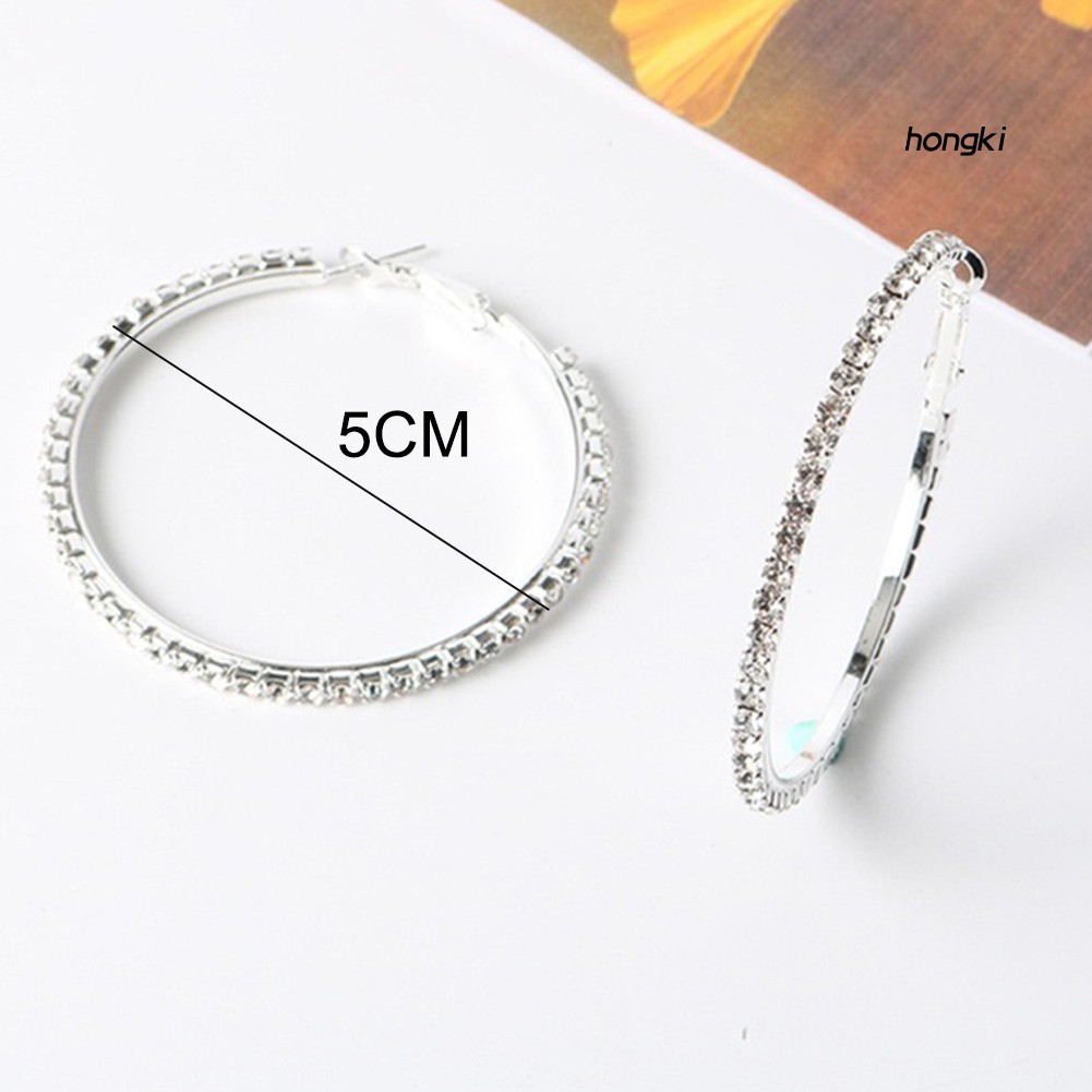 (Hàng Mới Về) Bông Tai Tròn Lớn Đính Đá Sang Trọng Cho Nữ