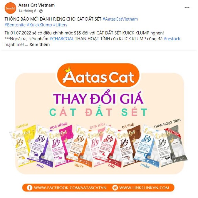 Cát mèo Aatas Cat - Cát đất sét khử mùi tốt túi 10L