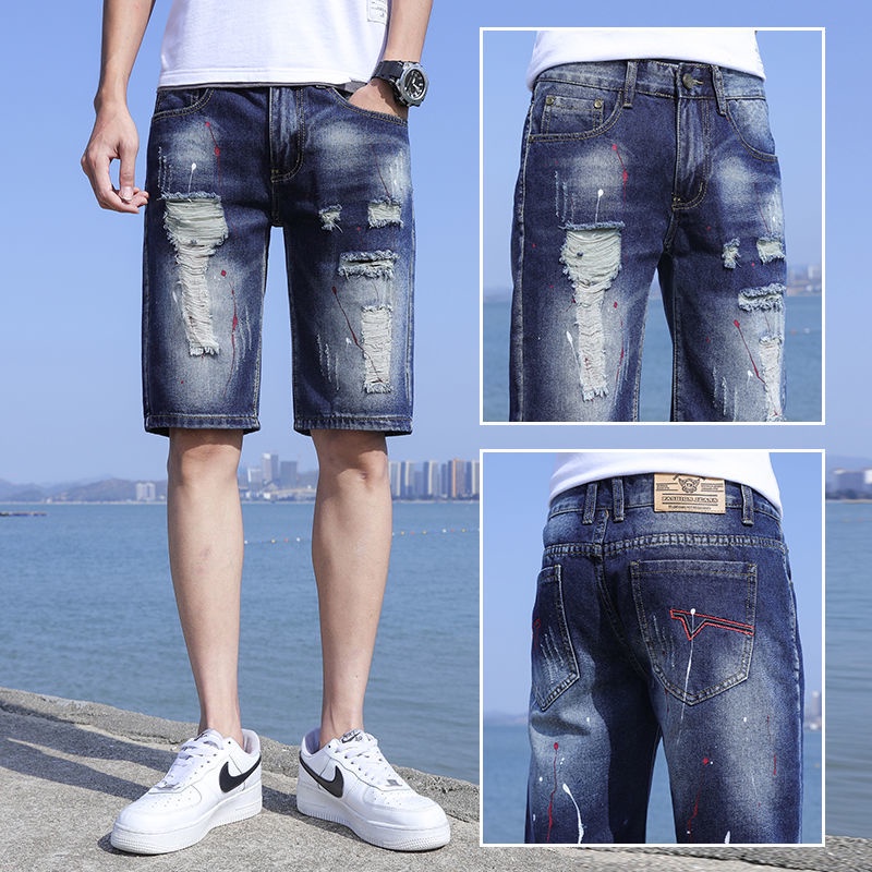 Quần Short Jean Dáng Rộng Plus Size Phong Cách Hàn Quốc Cho Nam