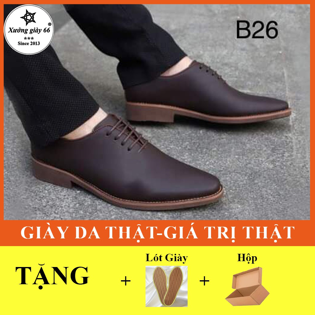 [ BẢO HÀNH 1 NĂM ] Giày tây nam cao cấp B26 da bò thật êm chân hút mồ hôi phong cách buộc dây