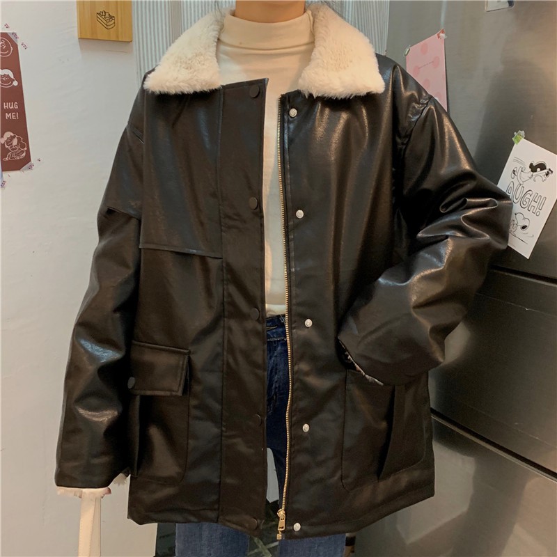 Áo da nữ lót lông cực ấm