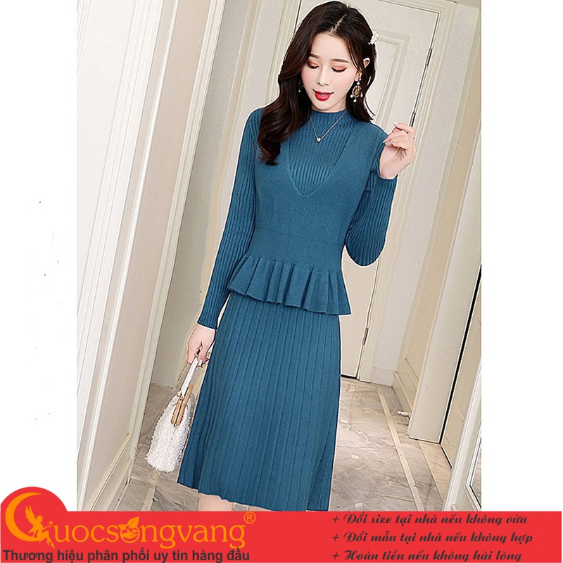 Bộ đồ len cao cấp váy len và áo gile rời GLSET041 Cuocsongvang