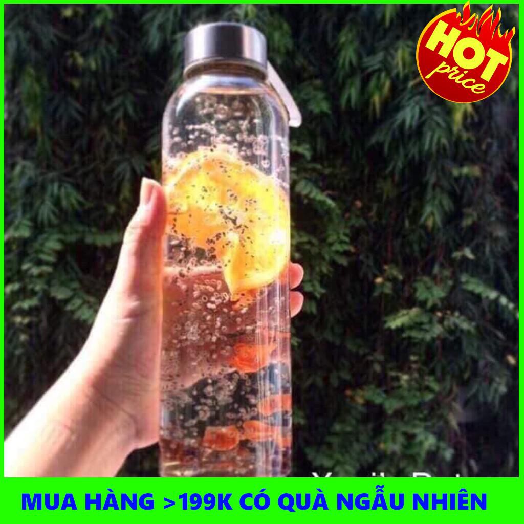 Bình Detox Thủy Tinh 500ml - Chai Đựng Nước Thủy Tinh Có Quai Xách | TẠI HÀ NỘI